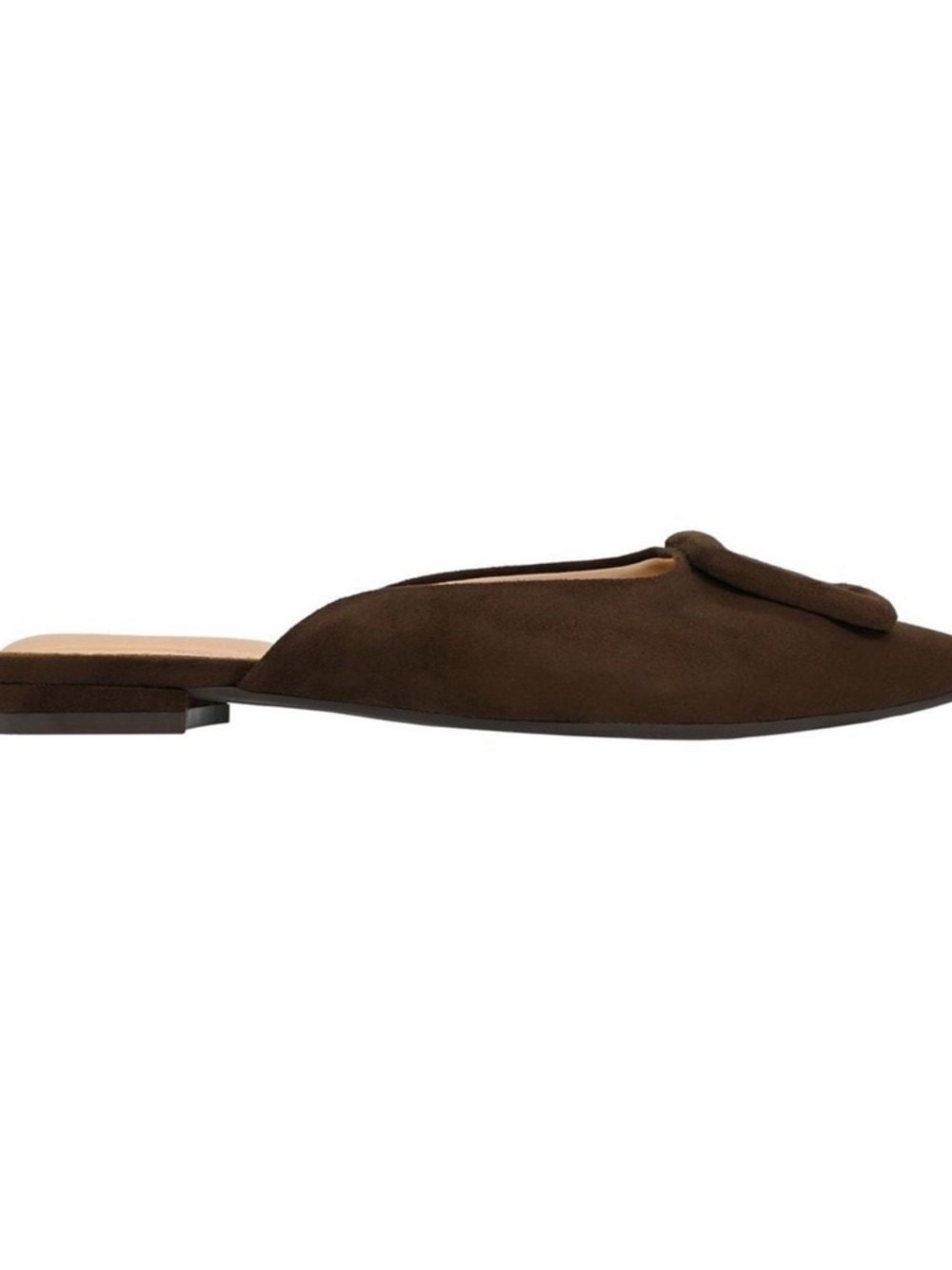 ON.34TH Brown Suede Pointed Mule with Square Accent - Picture 2 of 6